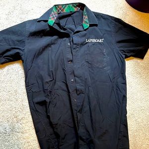 Laphroaig Short Sleeve Button Down Shirt Black Mens Large